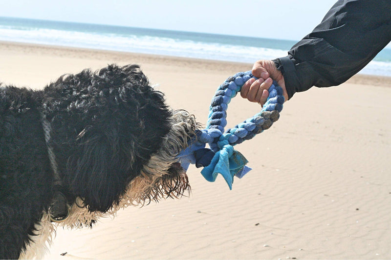 DogDirect London Dog Tug Toy Ring, Puppy Toys, Dog Rope for Dog Training, Soft, Hand Made (Small, Grey) RS3 Small - PawsPlanet Australia