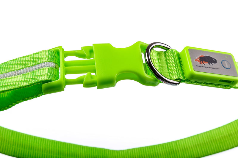 [Australia] - Blazin' Safety LED Dog Collar – USB Rechargeable with Water Resistant Flashing Light Medium Green 