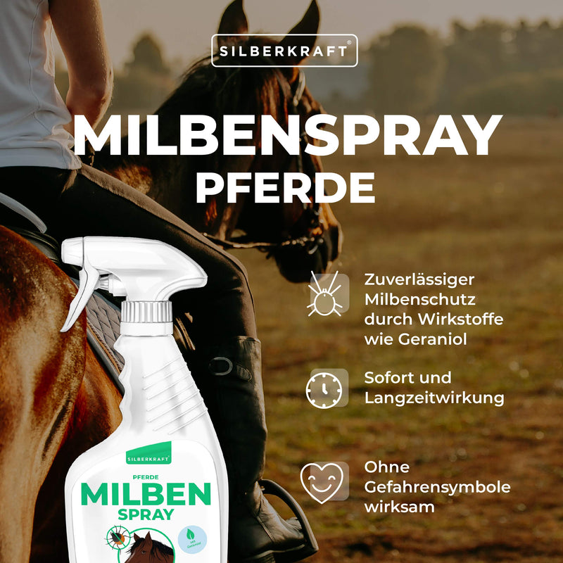 Silberkraft Mite Spray Horses 500 ml, reliable mite protection for horses, useful parasite defense, efficient and guaranteed helpful anti-mite agent 500 ml (pack of 1) - PawsPlanet Australia