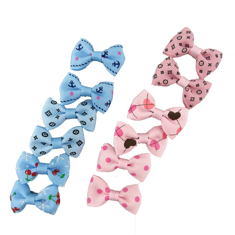 [Australia] - HONBAY 40pcs/20pairs Baby Pet Dog Hair Clips Cat Puppy Bows Small Bowknot Pet Grooming Products Mix Colors Varies Patterns Pet Hair Bows Dog Accessories 