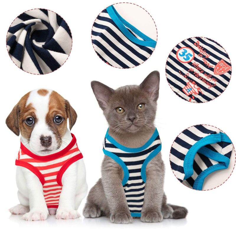 [Australia] - 6 Pieces Printed Pet Dog Shirts Dog Cotton Striped T Shirt Breathable Pet Cute Vest Striped Puppy Clothes with Pattern for Small to Medium Pet Dog Apparel, Various Styles 