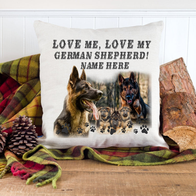 Personalised German Shepherd Dog Cushion Pillow Cover | Love Quote Puppy / Pet Gift - PawsPlanet Australia