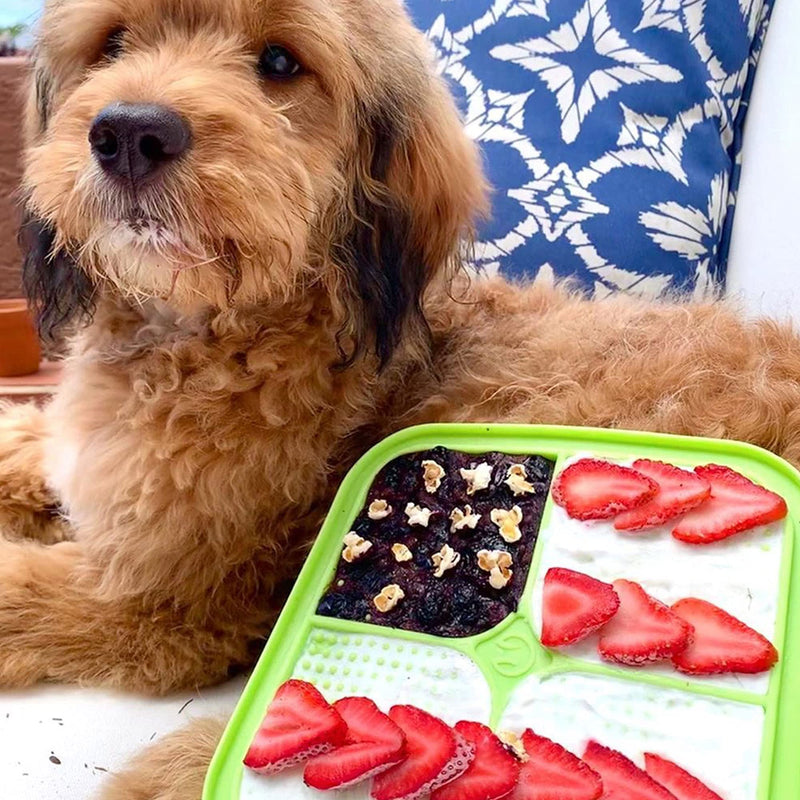 Hyper Pet IQ Treat Mat | Made in USA | Dog Lick Mat & Fun Alternative to Slow Feeder Dog Bowls, Snuffle Mat for Dogs, and Dog Puzzle Toys | Calming Mat for Dog Anxiety Relief | Just Add Healthy Treats S/M Green - PawsPlanet Australia