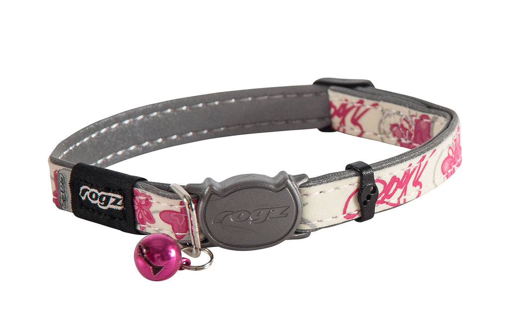 Rogz CB09-K Collar Cat Reflective Glow-in-The-Dark, S, white/pink - PawsPlanet Australia