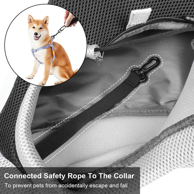 [Australia] - YouJia Pet Dog Sling Carrier, Breathable Mesh Travelling Pet Hands-Free Sling Bag Adjustable Padded Strap Front Pouch Single Shoulder Bag for Dogs Cats L(Up to 12 LB) 