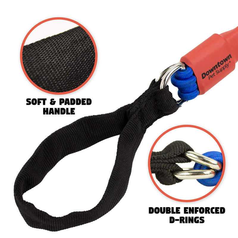 [Australia] - Heavy Duty Braided Bungee Pet Dog Leash with 5 Foot Durable Shock Absorbing Design and Padded Handle Black & Orange or Red & Blue in 6 MM and 8 MM for Small and Large Dogs Blue / Red 