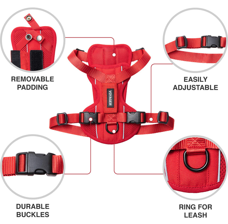 [Australia] - Voyager Freestyle 4-in-1 Dog Harness - Patent Pending Adjustable Webbing Harness with Removable Padding for Small to Large Dogs by Best Pet Supplies (Black, X-Small) Red 