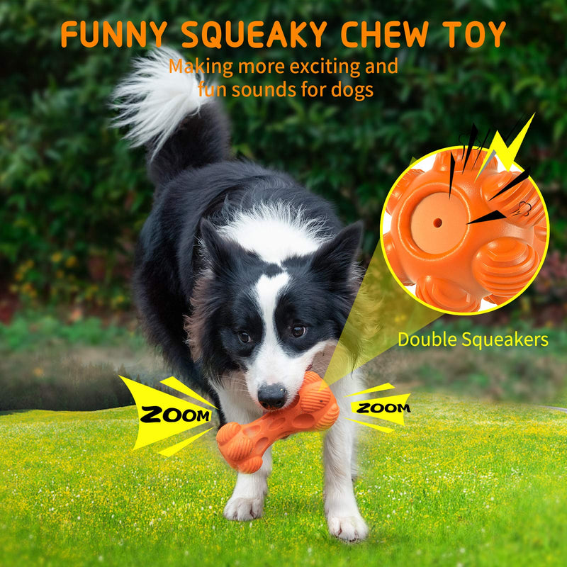 WINSHIDEN Dog Squeaky Toys for Aggressive Chewers,Indestructible Dog Toys Durable, Tough Dog Chew Toys with Non-Toxic Natural Rubber for Large and Small Dogs orange - PawsPlanet Australia