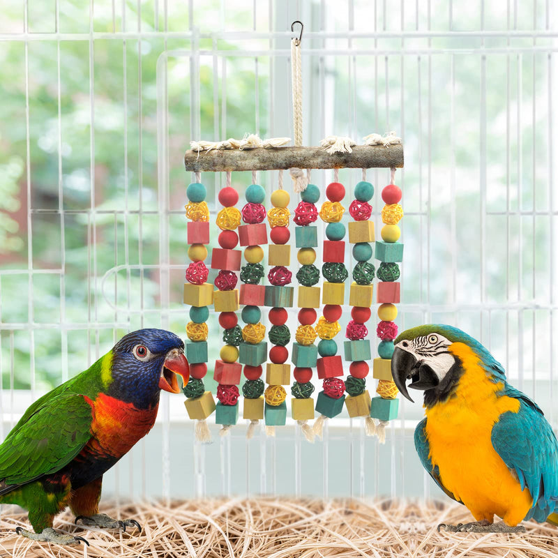 MQUPIN Large Bird Parrot Toy,Bird Chewing Toy Natural Wooden Wooden Blocks Takraw Parrot Cage Bite Toy Suits for Large Medium Birds Macaws African Grey Cockatoos Amazon Parrots - PawsPlanet Australia