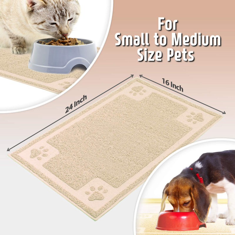 Cavalier Pets, Dog Bowl Mat for Cat and Dog Bowls, Silicone Non-Slip Absorbent Waterproof Dog Food Mat, Easy to Clean, Unique Paw Design Medium (24-Inch) Beige - PawsPlanet Australia