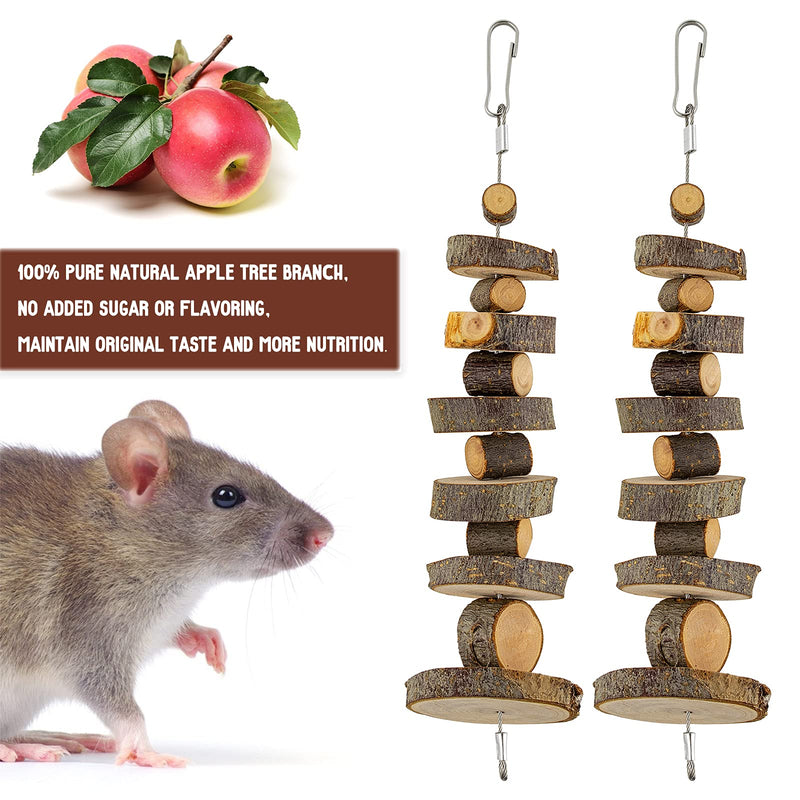 Natural Organic Apple Wood Chew Toys 2 Pack Small Animal Snack Toys Suitable for Rabbit Chinchilla Guinea Pig Hamster Teeth Grinding - PawsPlanet Australia