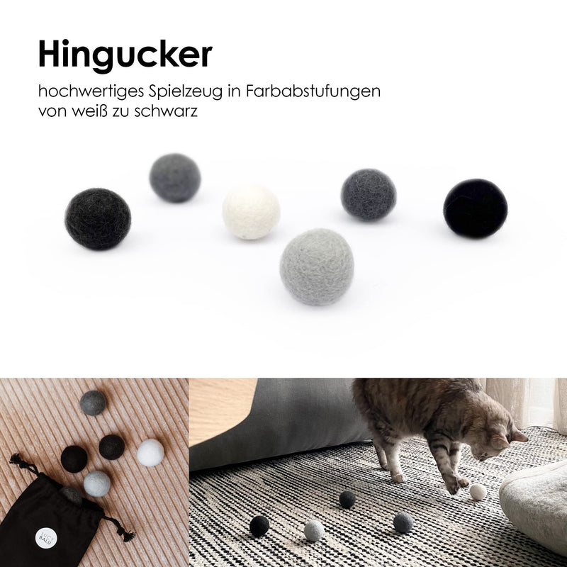 LucyBalu® felt balls for cats I cat toys I cat balls made of felt | Cat toys made from 100% wool I natural toys for cats | Play balls for cats fair from Nepal | 6 pieces | Gray - PawsPlanet Australia