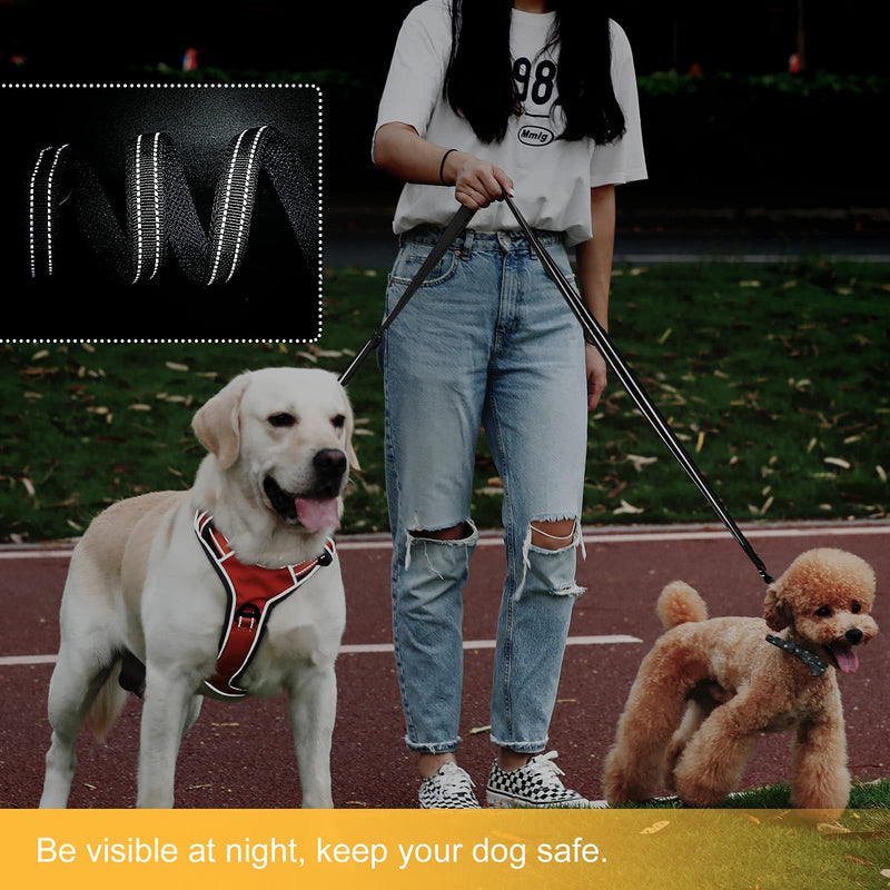 Dog Lead Hands Free 7 in 1 Double Ended Dog Training Lead Strong Nylon Reflective Hands Free 2 Meter Long Leash Pet Short Rope for Walking Running Hiking Biking (S 1.5cm Width, Black) S:0.6”Width,3.6Ft-6.6Ft - PawsPlanet Australia
