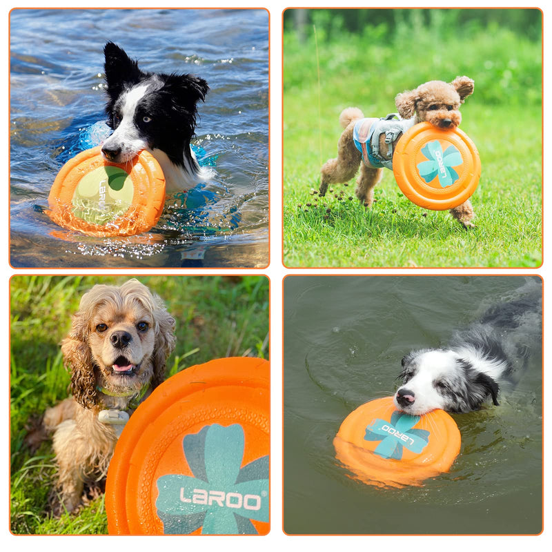 LaRoo Dog Flying Ring Toys, Floating Flying Disc 24.5cm Durable Interactive Chew Toys for Training Outdoor Playing Puppy Medium Large Dogs (2pcs) 2pc-A - PawsPlanet Australia
