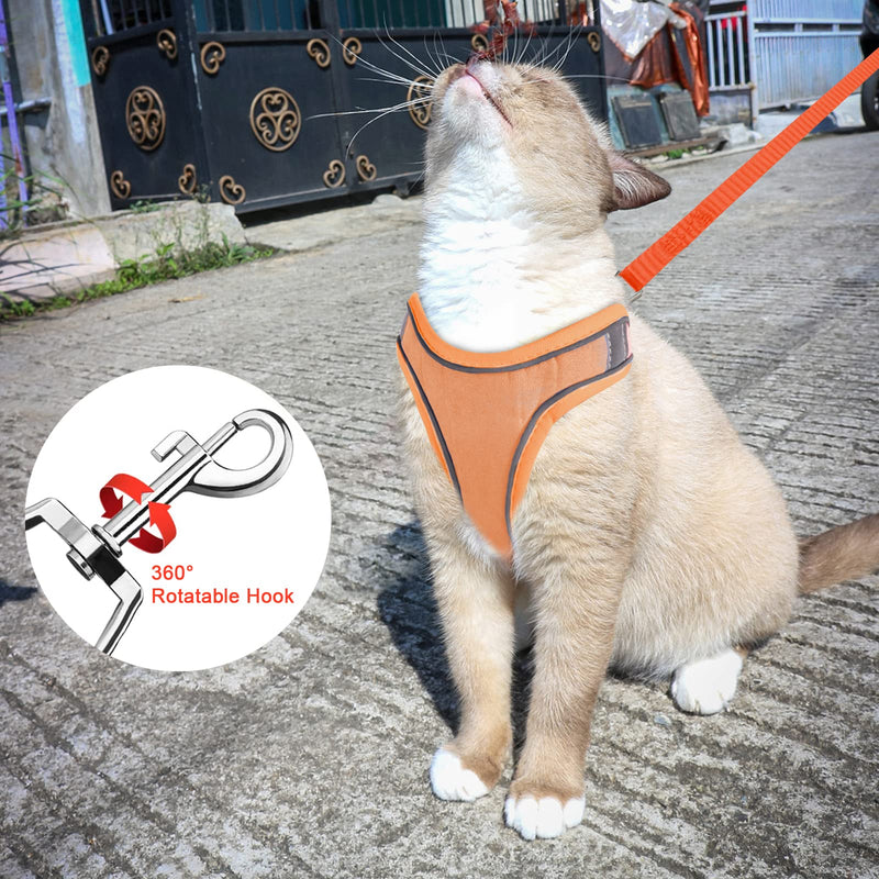 Nicola Cat Harness and Leash Set, Adjustable Escape Proof Kitten Vest Harness and Leash with Reflective Strips for Large Medium Small Cats (L-Orange) L Orange/Green - PawsPlanet Australia