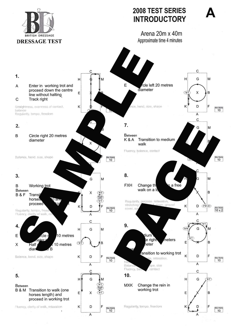 Official Laminated British Dressage Tests with Diagrams: Preliminary to Novice Test Set - PawsPlanet Australia