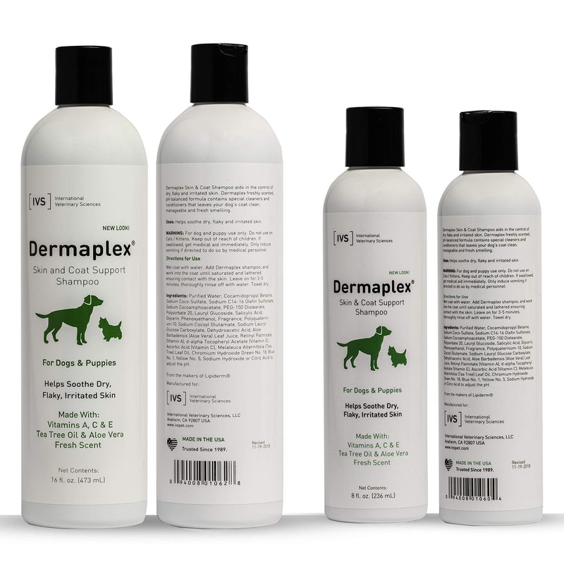 [Australia] - International Veterinary Sciences IVS Dermaplex Medicated Natural Shampoo with Tea Tree Oil to Soothe Dry, Irritated Skin for Dogs, Made in the USA 16 Ounce 