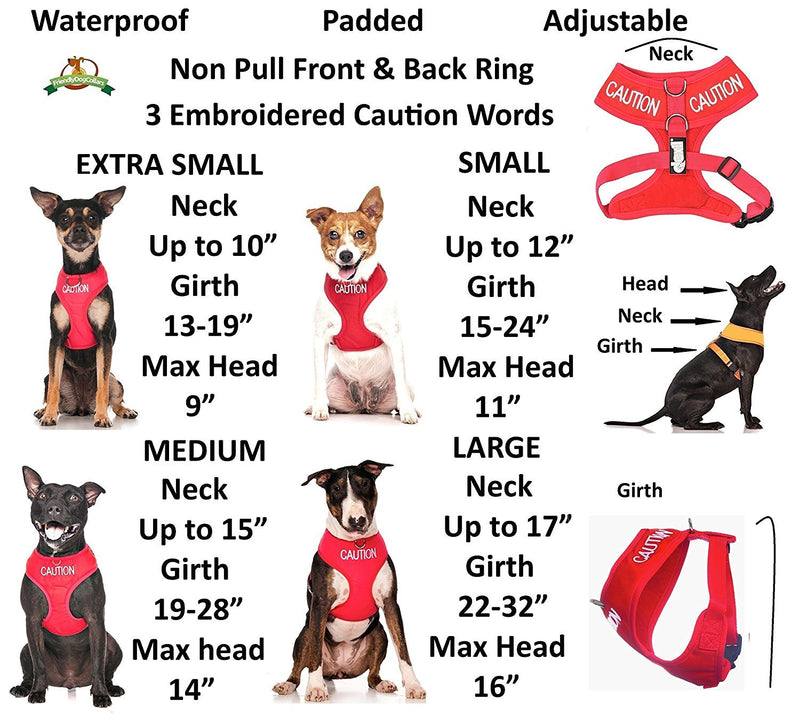 [Australia] - Dexil Limited Caution (Do Not Approach) Red Color Coded Non-Pull Front and Back D Ring Padded and Waterproof Vest Dog Harness Prevents Accidents by Warning Others of Your Dog in Advance (L) Large Harness 22-32inch Chest/Girth 