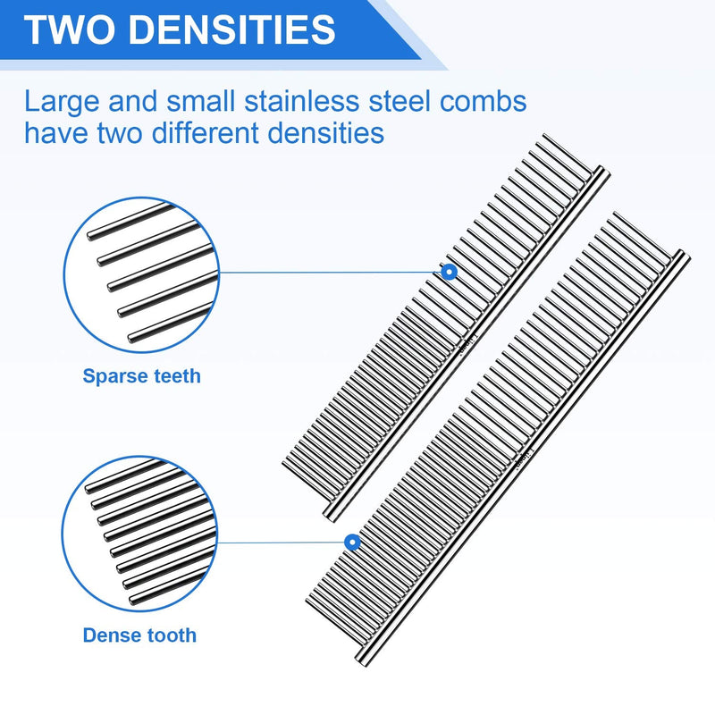 Pet steel comb grooming comb, double-sided stainless steel dog comb, available in 2 different sizes, Lilpep is used for cleaning and massage, grooming, removing tangles, suitable for pet cats and dogs - PawsPlanet Australia