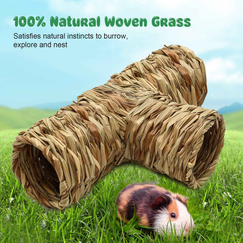 BWOGUE Hamster Grass Tunnel Toy Nature's Hideaway Guinea Pig Tunnels and Tubes Toys for Rats,Syrian Hamster,Ferrets,Guinea Pig,Chinchilla Hedgehog and Bunny - PawsPlanet Australia