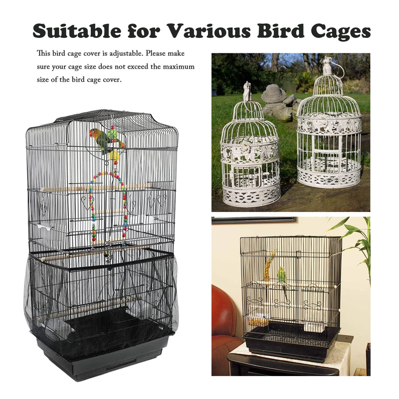 ZOCONE Bird Seed Guards & Catchers Stretchy Adjustable Drawstring Bird Cage Mesh Net Cover Cage Skirt 8"x80" Black - PawsPlanet Australia