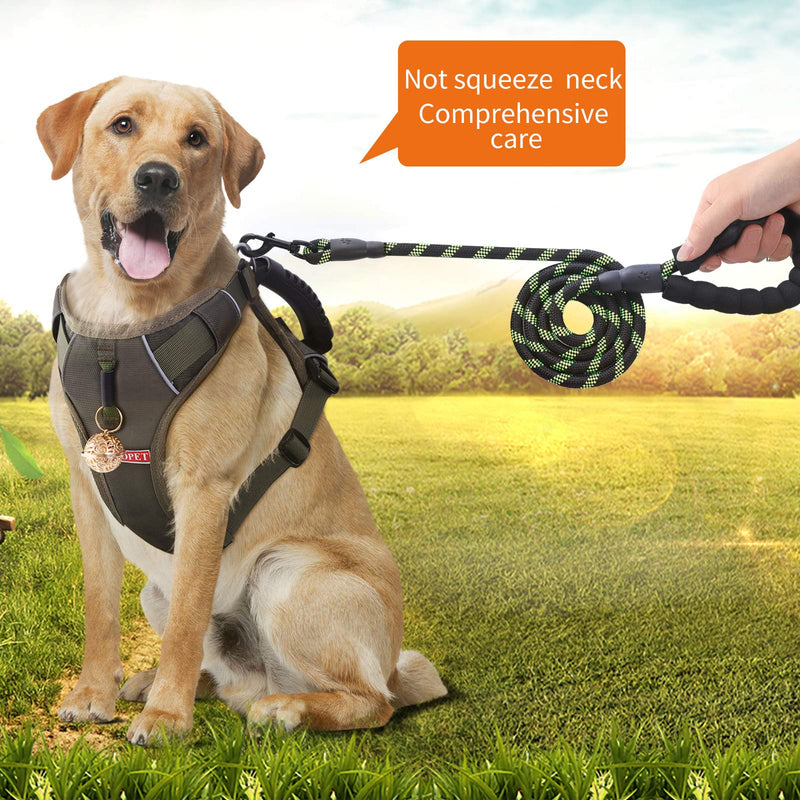 TOMOPET Dog Harness No-Pull Vest Harness with Handle and Leash Easy Walk Adjustable Soft Padded Pet Harness with Metal Bell No-Choke Pet Vest with Easy Control VPC Handle for Dogs (S, Army Green) S - PawsPlanet Australia