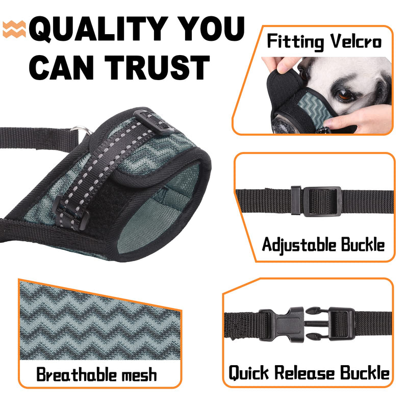 Dog Muzzle, Soft Breathable Dog Muzzle for Large Dogs, Adjustable Muzzle for Barking Biting and Chewing with Quick Release Buckle, No Bark Muzzle for Small Medium Large Sized Dog S(Circumference:4.7''-5.9''in) BLACK - PawsPlanet Australia