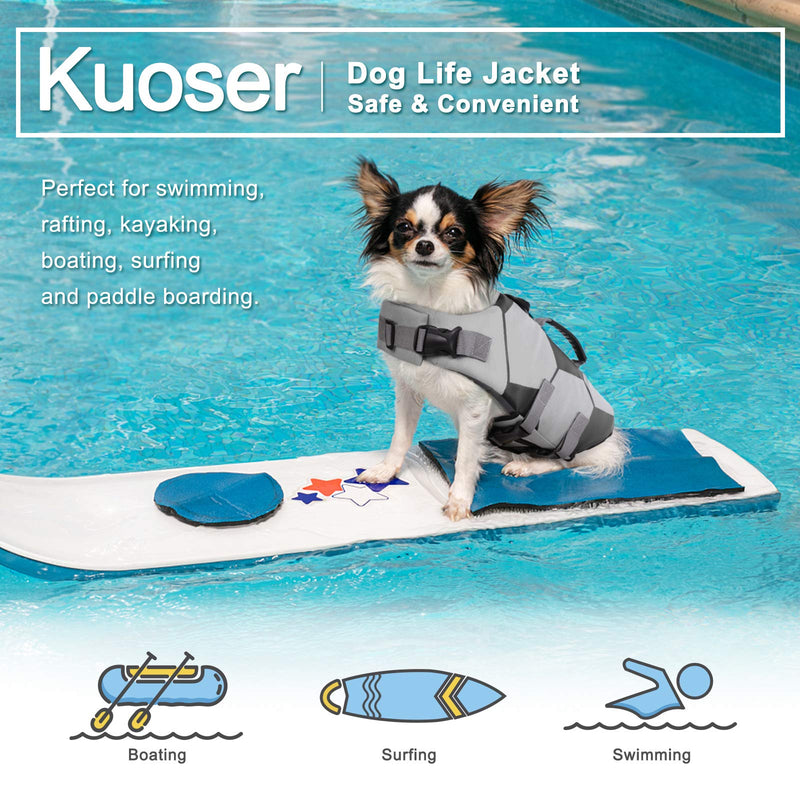 Kuoser Dog Life Jacket Ripstop Dog Life Vest, Adjustable Footbal Pattern Dogs Swimming Vest, Safety Pet Floatation Vest Life Preserver with Durable Rescue Handle for Small Medium and Large Dogs X-Small Football Black - PawsPlanet Australia