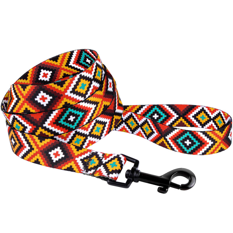 [Australia] - CollarDirect Aztec Dog Leash Nylon Tribal Pattern Cat Pet Leashes for Small Medium Large Dogs Puppy Lead 5 FT Long for Walking Aztec Sunset M 