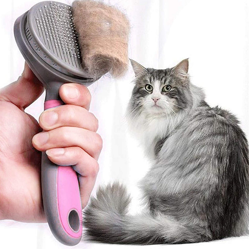 YAVO-EU Premium Fur Brush Animal Hair Comb DeShedding Tool Hair Remover Professional Grooming for Dogs & Cats Fur Brush (pink) pink - PawsPlanet Australia