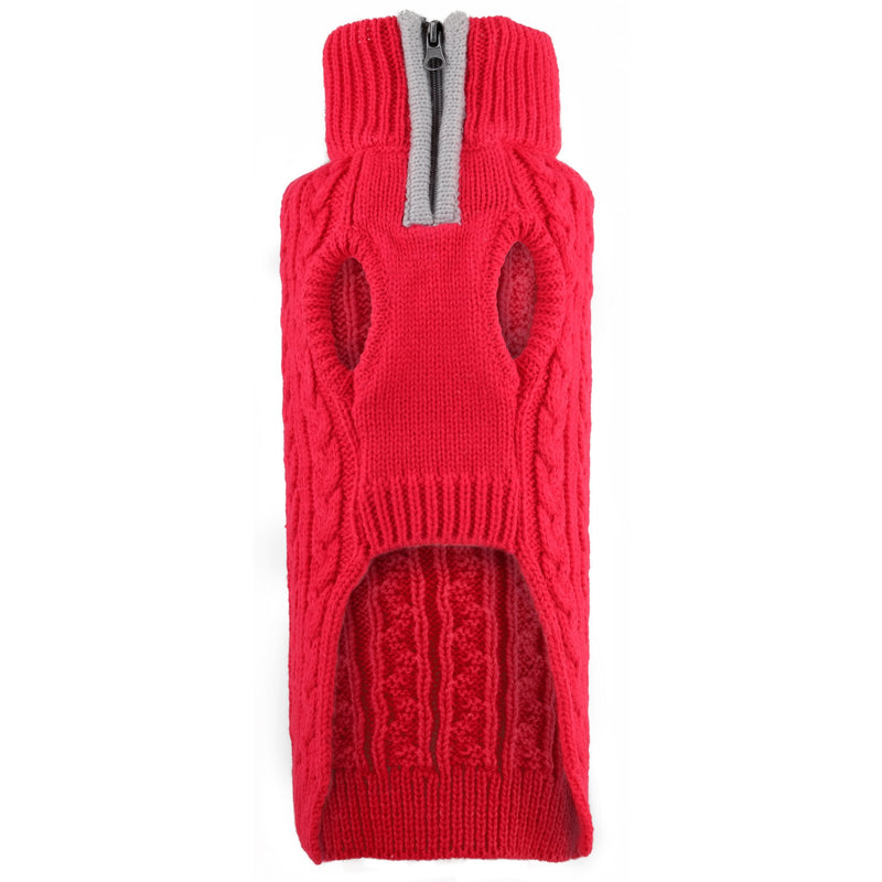 [Australia] - Cable Zip Sweater, Red, M 