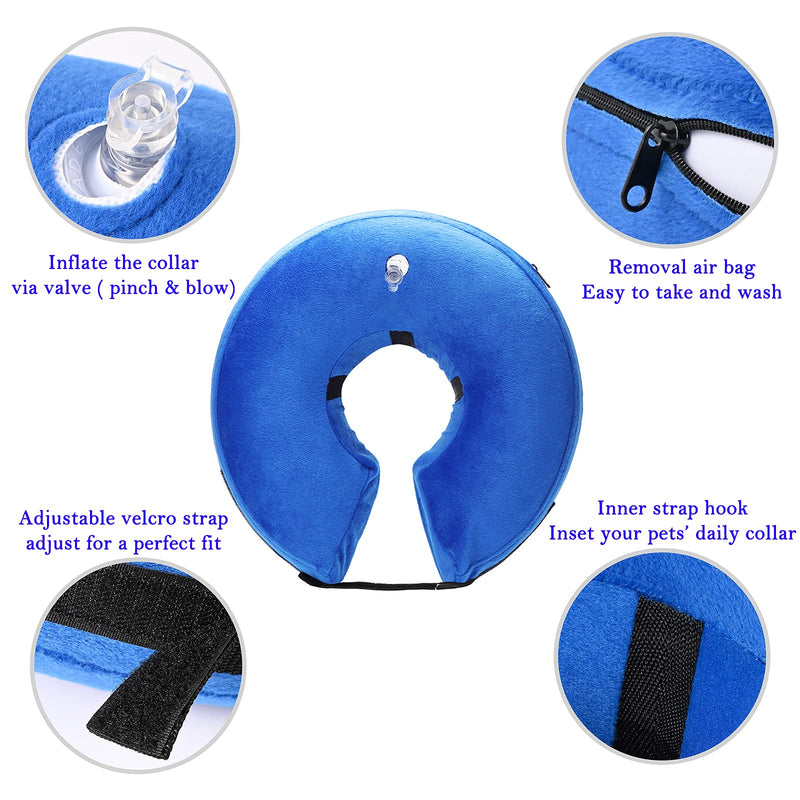 Katoggy Protective Inflatable Recovery Dog Collar, Soft Blow-up Dog Cone Collar Pet Donut Cat Collar, Comfy Elizabethan Collar After Surgery for Cat Dog to Prevent from Biting & Scratching Small Blue - PawsPlanet Australia