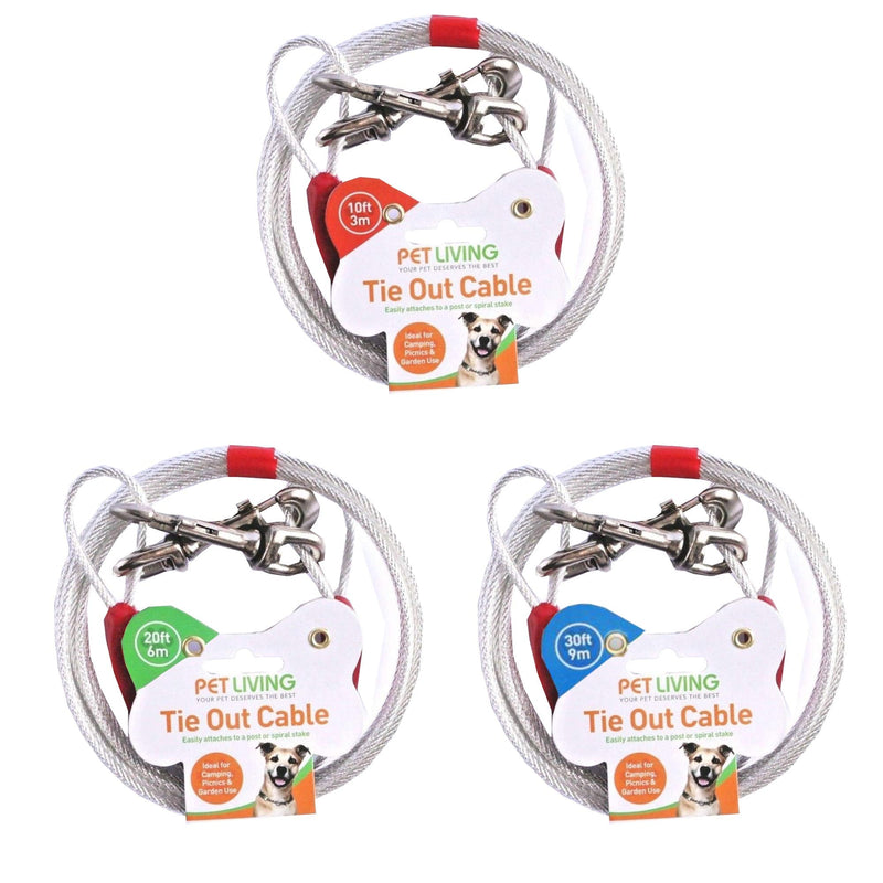 Pet Living TIE OUT CABLE FOR DOGS STEEL STRONG CABLE CAMPING PICNIC GARDENING CABLE STRONG WIRE SILVER COLOUR AVAILABLE IN 10 20 30 FEET (10 FEET 3 METER) 10 FEET 3 METER - PawsPlanet Australia