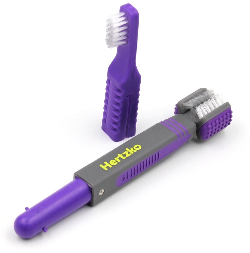 Hertzko Triple Headed Tooth Brush Multi-Head Brush Gets to All Sides of The Tooth at Once! - Removable Finger Brush Gives You Great Control - Suitable for Small and Large Dogs and Cats - PawsPlanet Australia