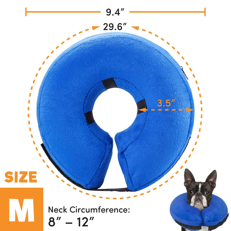 Bencmate Inflatable Neck Brace for Dogs & Cats, Dog Collar Leak Protection Dog for Recovery After Operations or Wounds, Dog Neck Brace that Does Not Block the View [Neck: 8"-12"] Medium Blue - PawsPlanet Australia