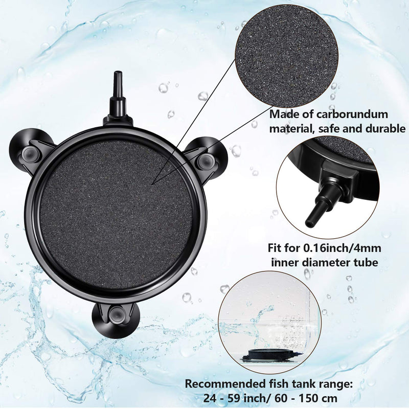 4 Pieces Air Stone Disc Bubble Diffuser Fish Tank Bubbler with 12 Pieces Suction Cups for Hydroponics Aquarium Fish Tank Pump Aerator Diffuser Round Air Stone Kit 4.1 x 0.75 Inch Black - PawsPlanet Australia