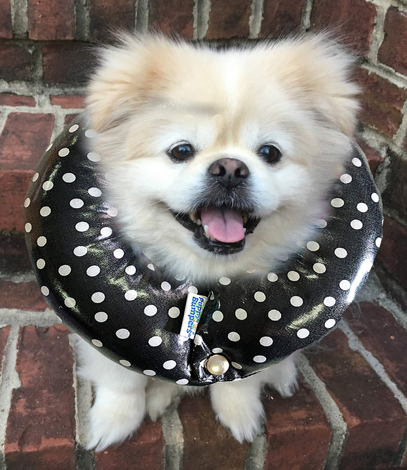 [Australia] - Puppy Bumpers Rainy Day (Water Resistant) Black Dot Up to 10" - Made in USA Stuffed Safety Fence Collar to Keep Your pet Safely on The Right Side of The Fence. 