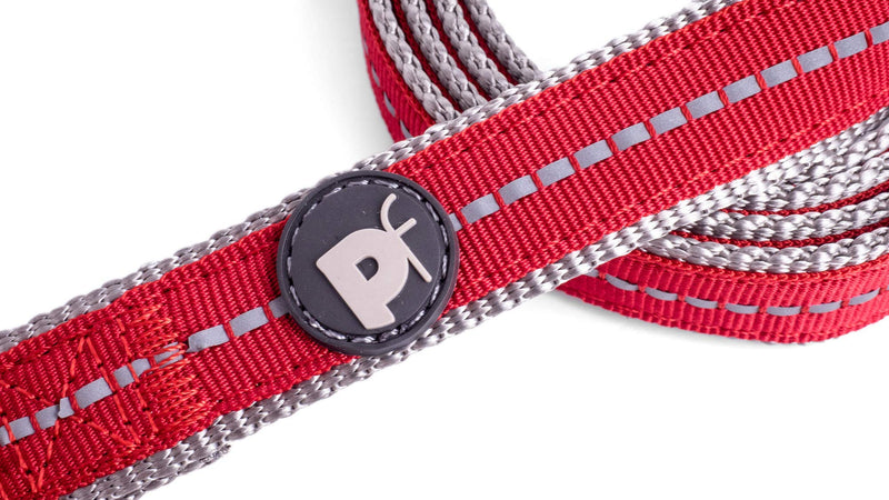 Petface Signature Padded Dog Lead, Medium, Red with grey stitch - PawsPlanet Australia