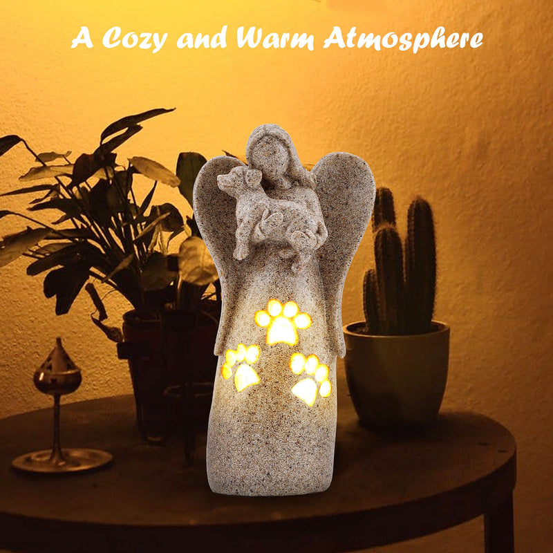 BEARAE Angel of Friendship Dog Memorial Gifts Candle Holder Pet Loss Candle Gifts Sculpted Hand-Painted Figure Sympathy Angel Gift Dog Angel Figurines Decor for Grieving Pet Dog Owners Sandstone - PawsPlanet Australia