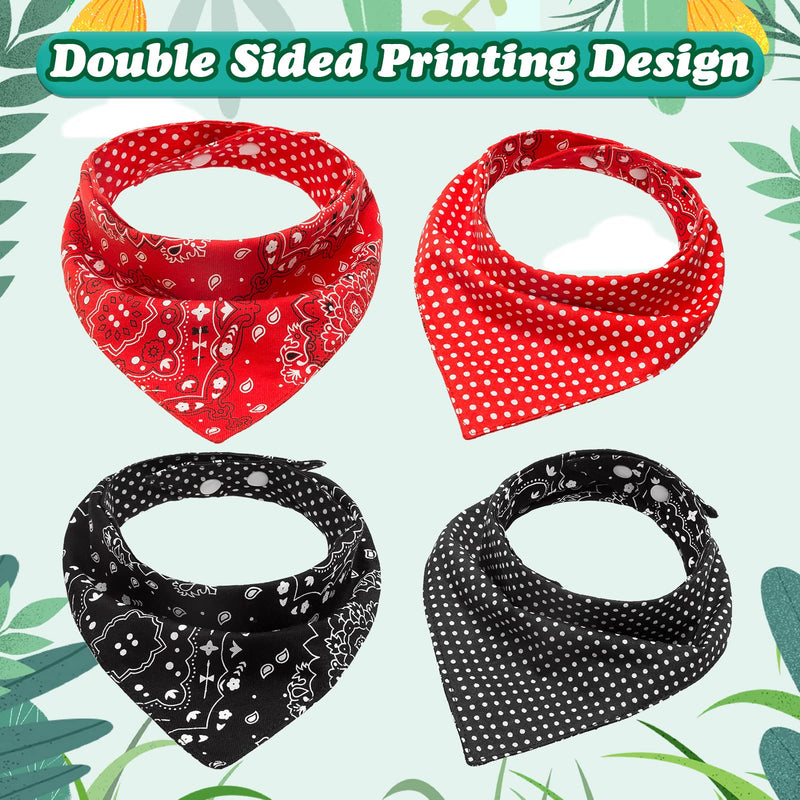 PAWCHIE Dog Bandanas Small 4 Pcs 8 Styles Pet Triangle Scarf Bibs - Adjustable with Two Snaps - Kerchief Set Accessories for Dogs, Puppy, Cats 4 Packs - PawsPlanet Australia