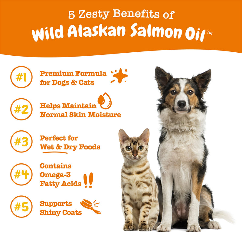 Pure Wild Alaskan Salmon Oil for Dogs & Cats - Supports Joint Function, Immune & Heart Health - Omega 3 Liquid Food Supplement for Pets - All Natural EPA + DHA Fatty Acids for Skin & Coat - 8 FL OZ - PawsPlanet Australia
