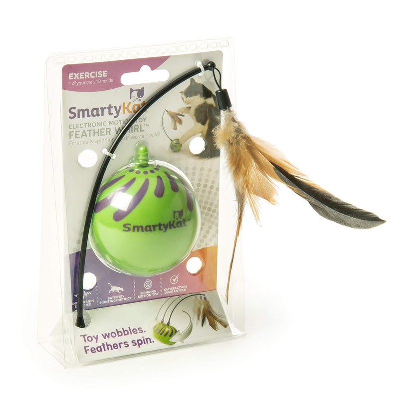 [Australia] - SmartyKat Feather Whirl Electronic Motion Cat Toy, As Seen On TV (9621), green 