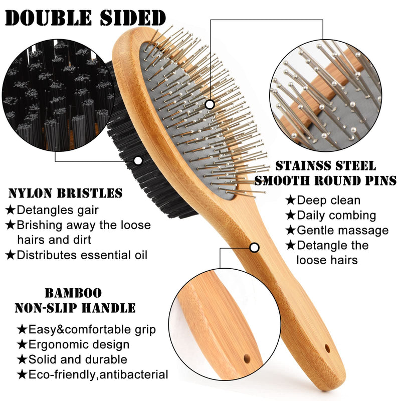 Dog Brush Grooming,Dog Brushes Double Sided Pin and Bristle Soft Cat Puppy Pet Hair Brush for Short and Long Haired - PawsPlanet Australia