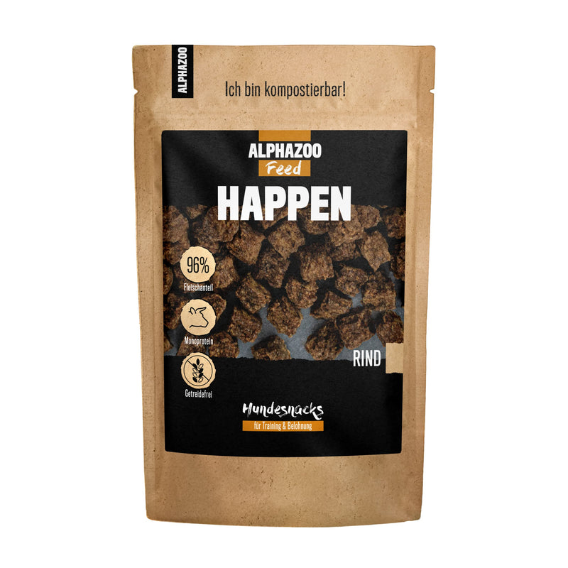 Alphazoo Happen Beef Dog Treats 200g I Natural Treats for Dogs without Additives I Ideal for Medium & Large Dogs I Reward & Training Snack 200g (Pack of 1) - PawsPlanet Australia
