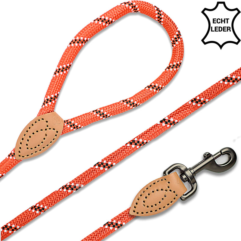 ne&no® dog leash (red/black/white) rope leash for dogs I training leash for dogs I round lead, braided I hand loop rope leash dog I city leash I 1.2m dog leash red/black/white - PawsPlanet Australia