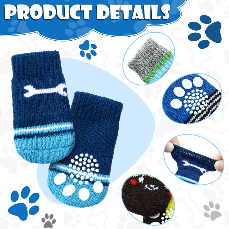 24 Pieces Dog Socks for Small Medium Dogs Non Slip Skid Pet Puppy Doggie Grip Socks Paw Protectors Indoor Traction Control Socks for Hardwood Floor Protection, 6 Styles - PawsPlanet Australia