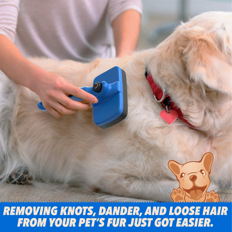 Ruff 'N Ruffus Self-Cleaning Slicker Brush With PAIN-FREE Bristles | Gently Removes Loose Undercoat, & Tangled Hair | For Cats & Dogs | Reduces Shedding by 95% + FREE Pet Nail Clipper & Comb included (Blue slicker Brush (Upgraded Gel Handle) + 2 Free B... - PawsPlanet Australia