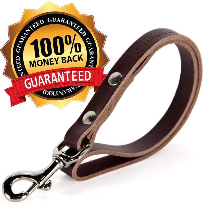 [Australia] - Logical Leather Traffic Lead - Full Grain Heavy Duty Genuine Short Leather Leash Best for Large Dogs Black 