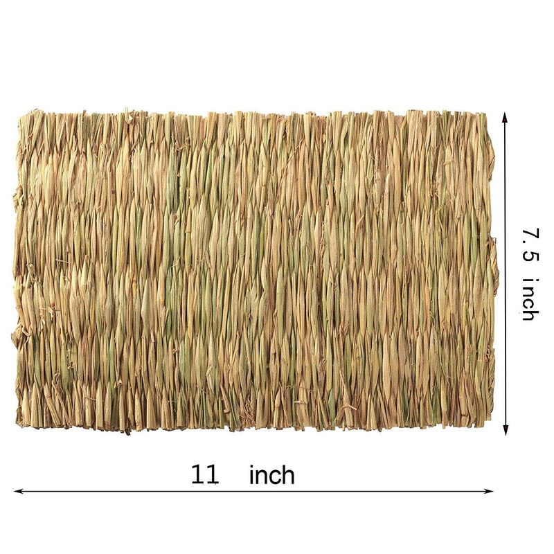 AQSXO Natural Straw Grass Mat Woven Bed, Rabbit Bunny Mat, for Hamsters Parrot Rabbits and Other Small Animals 4 Pcs. - PawsPlanet Australia