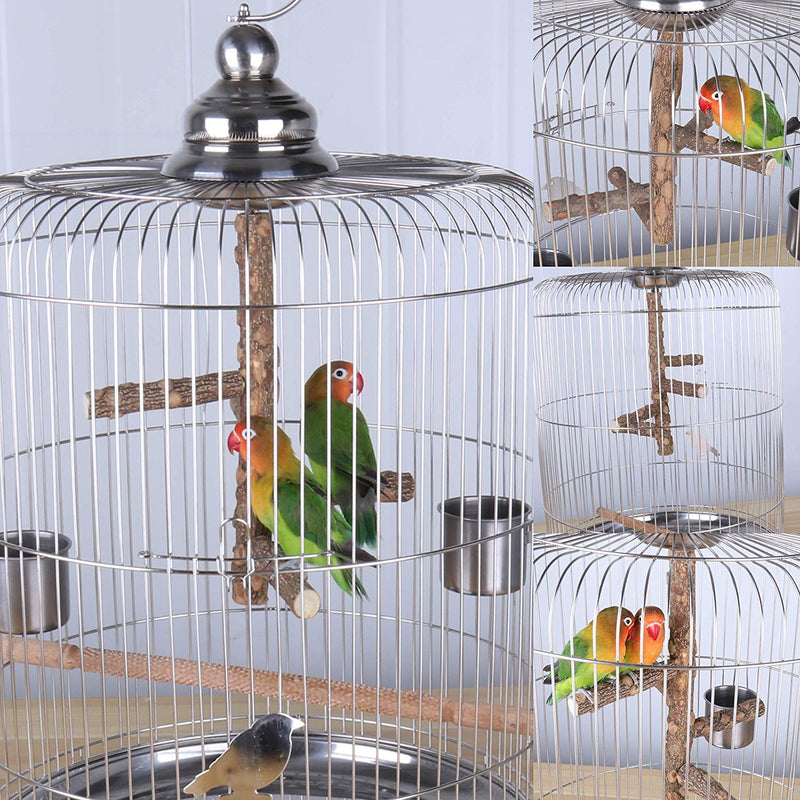 Wonninek Bird Perch Parrot Nature Wood Activity Branch Stand Bite Toy Natural Birdcage Platform Pet Playground (S) - PawsPlanet Australia